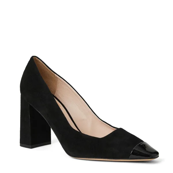 Bruno Magli Melania Square Toe Suede Pump Black Suede Clearance