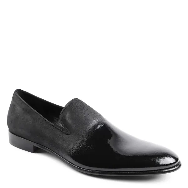 Bruno Magli Monet A-Line Patent Suede Smoking Slipper Black Outlet
