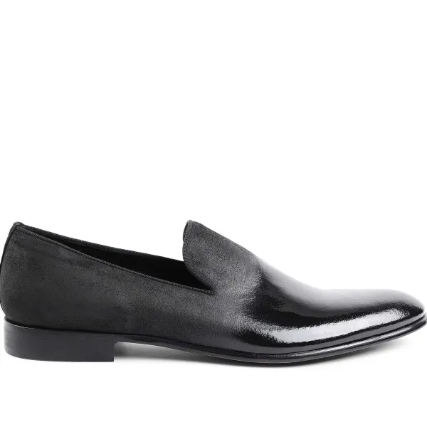 Bruno Magli Monet A-Line Patent Suede Smoking Slipper Black Outlet