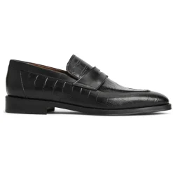 Bruno Magli Nathan Penny Loafer- Black Croc Black Croc-Print Leather Sale