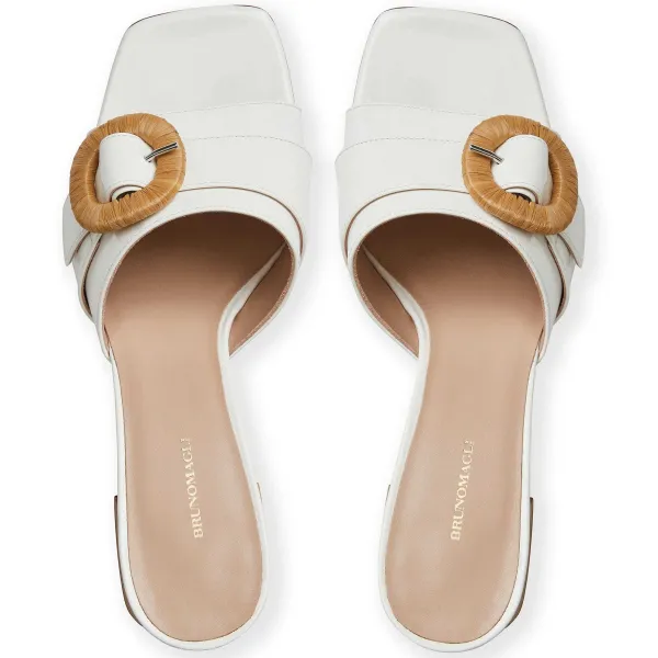 Bruno Magli Page Single Band Sandal White Patent White Patent Leather Sale