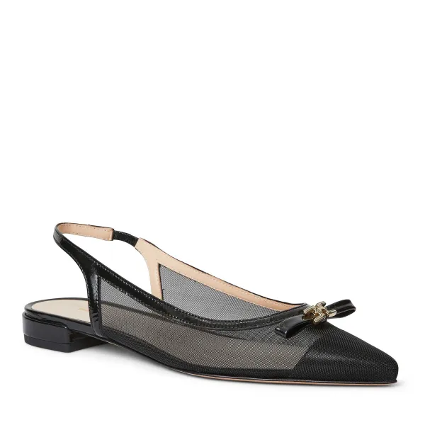 Bruno Magli Pamina Slingback Flat Black Patent Black Patent Leather Clearance
