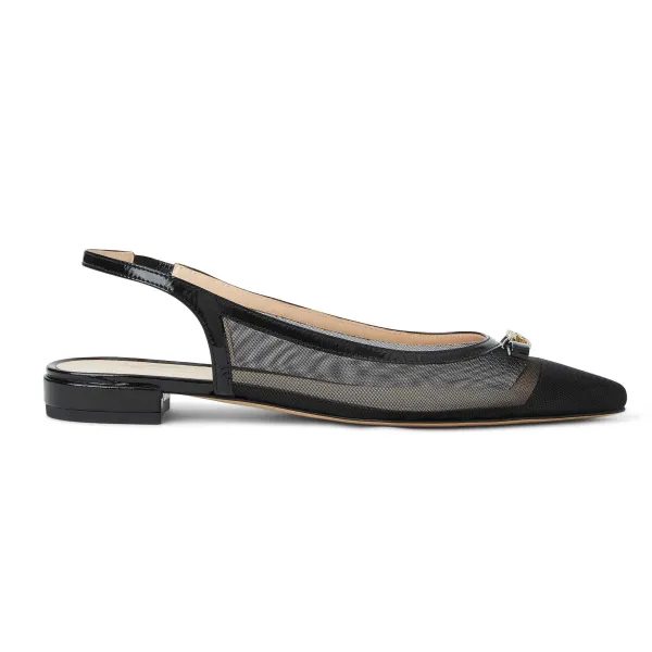 Bruno Magli Pamina Slingback Flat Black Patent Black Patent Leather Clearance