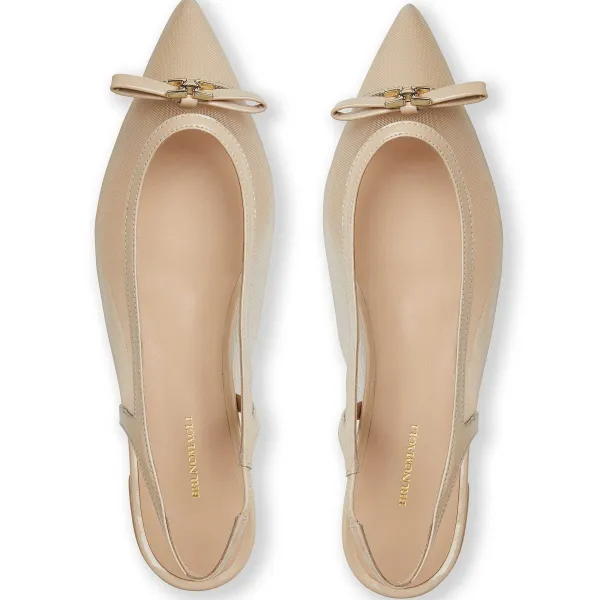 Bruno Magli Pamina Slingback Flat Sand Patent Sand Patent Leather Outlet