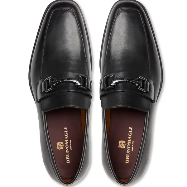 Bruno Magli Raging Bit Leather Loafer Black New