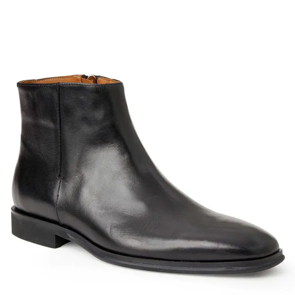 Bruno Magli Raging Leather Side Zip Boot Black New