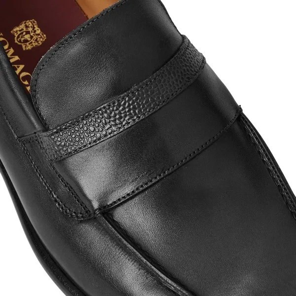 Bruno Magli Silvestro Embosssed Bit Loafer Leather Black Best