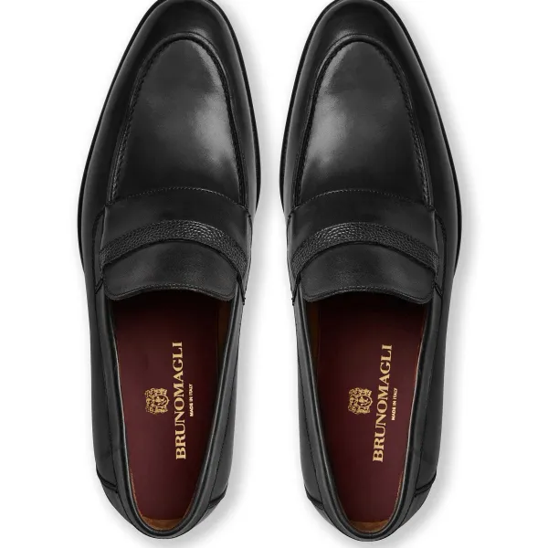 Bruno Magli Silvestro Embosssed Bit Loafer Leather Black Best