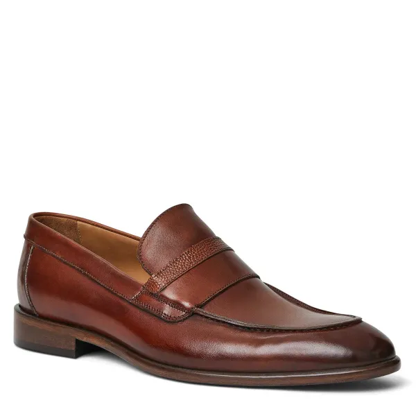 Bruno Magli Silvestro Embosssed Loafer Leather Cognac New