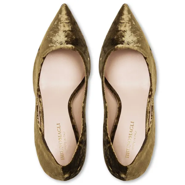 Bruno Magli Telma Pointed Toe Pump- Olive Velvet /Red Velvet Clearance