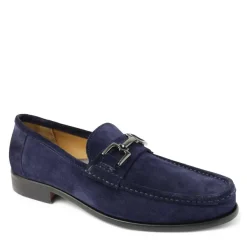 Bruno Magli Trieste Classic Leather Moccasin Navy Suede Outlet