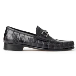 Bruno Magli Trieste Classic Moccasin- Black Croc Black Croc-Print Leather Online