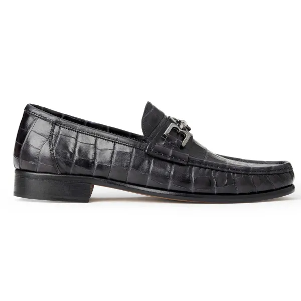 Bruno Magli Trieste Classic Moccasin- Black Croc Black Croc-Print Leather Outlet