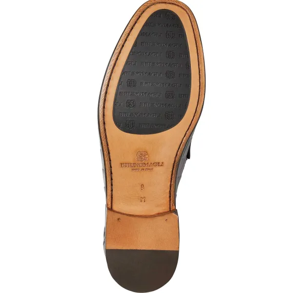 Bruno Magli Trieste Classic Moccasin- Black Croc Black Croc-Print Leather Outlet
