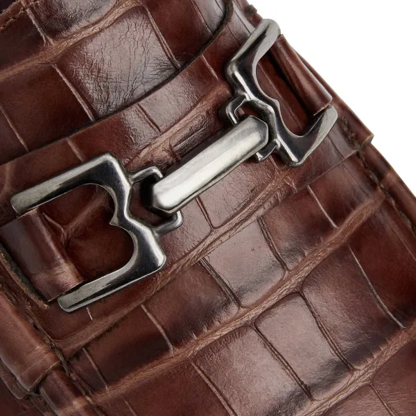 Bruno Magli Trieste Classic Moccasin- Brown Croc Brown Croc-Print Leather Online