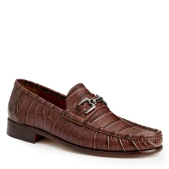 Bruno Magli Trieste Classic Moccasin- Brown Croc Brown Croc-Print Leather Discount