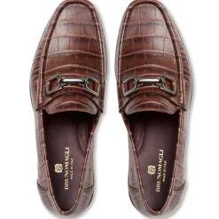 Bruno Magli Trieste Classic Moccasin- Brown Croc Brown Croc-Print Leather Discount