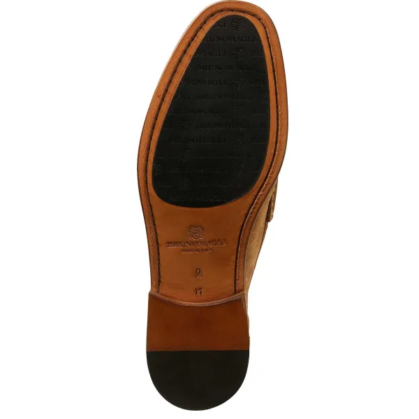 Bruno Magli Trieste Classic Suede Moccasin Taupe Suede Sale
