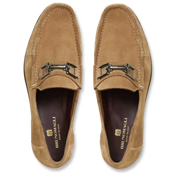 Bruno Magli Trieste Classic Suede Moccasin Taupe Suede Sale