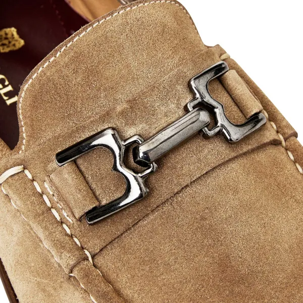 Bruno Magli Trieste Classic Suede Moccasin Taupe Suede Sale