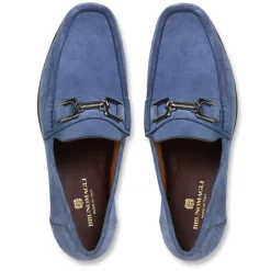 Bruno Magli Trieste Classic Suede Moccasin Light Blue Suede Discount