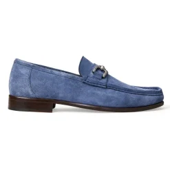 Bruno Magli Trieste Classic Suede Moccasin Light Blue Suede Hot