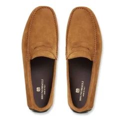 Bruno Magli Xane Casual Suede Slip-On Driving Moccasin-Cognac Cognac Suede New